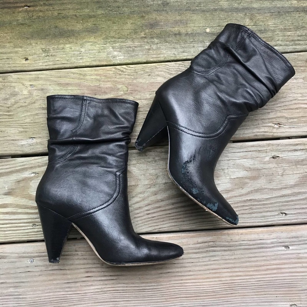 Joie Black Leather booties Heeled Boots